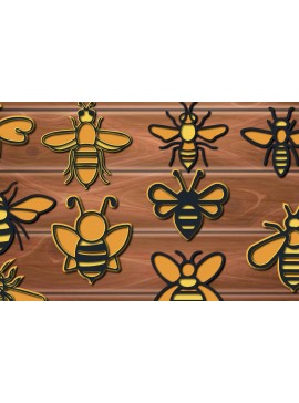 Σετ των 2 Intra απο ξύλο plywood 3mm-4mm πάχος 3D Multi Layer Bee Δίασταση 15x15 cm INTRAFABR-17294834