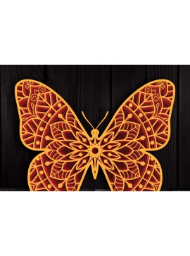 Σετ των 2 Intra απο ξύλο plywood 3mm-4mm πάχος 3D Multi-layer Butterfly Mandala Δίασταση 30x30 cm INTRAFABR-104193006