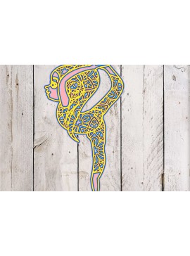 Intra απο ξύλο plywood 3mm-4mm πάχος 3D χαριτωμένο κορίτσι γιόγκα πολλαπλών επιπέδων 7 Δίασταση 30x30 cm INTRAFABR-4089522