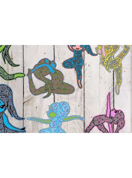 Σετ των 2 Intra απο ξύλο plywood 3mm-4mm πάχος 3D χαριτωμένο κορίτσι γιόγκα πολλαπλών επιπέδων Δίασταση 30x30 cm INTRAFABR-4089529