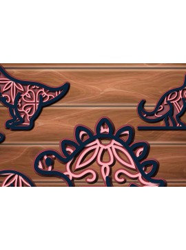 Σετ των 3 Intra απο ξύλο plywood 3mm-4mm πάχος 3D Multi Layer Dinosaur Cut  Δίασταση 8x8 cm INTRAFABR-17242162