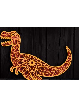 Σετ των 2 Intra απο ξύλο plywood 3mm-4mm πάχος 3D Πολυεπίπεδο Dinosaur Mandala Δίασταση 30x30 cm INTRAFABR-104260620