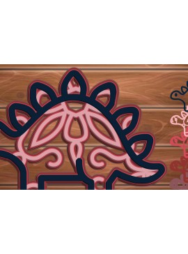 Σετ των 3 Intra απο ξύλο plywood 3mm-4mm πάχος 3D Multi Layer Dinosaur Δίασταση 8x8 cm INTRAFABR-15330872