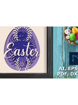 Σετ των 2 Intra απο ξύλο plywood 3mm-4mm πάχος 3D Multi-layer Easter Day Shadow Box Δίασταση 25x25 cm INTRAFABR-24785242