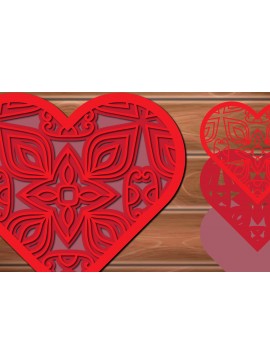 Σετ των 2 Intra απο ξύλο plywood 3mm-4mm πάχος 3D Multi-layer Heart Decor Cut  Δίασταση 15x15 cm INTRAFABR-17451453
