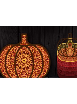 Σετ των 2 Intra απο ξύλο plywood 3mm-4mm πάχος 3D Multi-layer Pumpkin Mandala Δίασταση 30x30 cm INTRAFABR-104188802