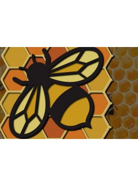 Σετ των 2 Intra απο ξύλο plywood 3mm-4mm πάχος 3d Multi-Layered Bee , Cut Δίασταση 15x15 cm INTRAFABR-25160311