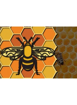 Σετ των 2 Intra απο ξύλο plywood 3mm-4mm πάχος 3d Multi-Layered Bee , Cut Δίασταση 15x15 cm INTRAFABR-25158138