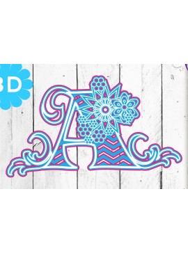 Σετ των 2 Intra απο ξύλο plywood 3mm-4mm πάχος 3D Multilayer Floral Chevron Letter a Δίασταση 40x40 cm INTRAFABR-4301433