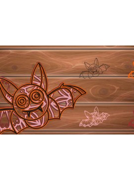 Σετ των 2 Intra απο ξύλο plywood 3mm-4mm πάχος 3D MultiLayer Halloween Bats Cut File Δίασταση 15x15 cm INTRAFABR-14587120