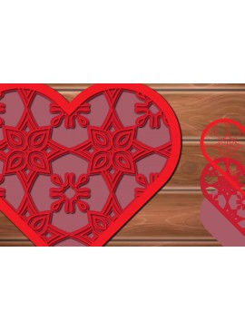 Σετ των 2 Intra απο ξύλο plywood 3mm-4mm πάχος 3d Multilayer Heart Decor Cut  Δίασταση 15x15 cm INTRAFABR-17451302