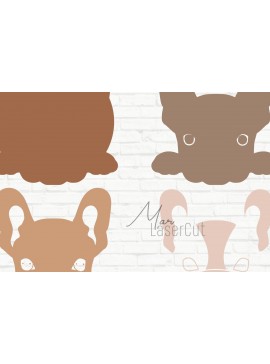 Σετ των 3 Intra απο ξύλο plywood 3mm-4mm πάχος Τρισδιάστατη πολυστρωματική γαλλικού μπουλντόγκ Δίασταση 15x15 cm INTRAFABR-19961530