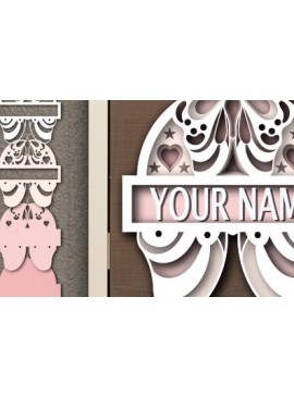 Σετ των 2 Intra απο ξύλο plywood 3mm-4mm πάχος Τρισδιάστατη πινακίδα ονόματος Butterfly Cut με λέιζερ Δίασταση 30x20 cm INTRAFABR-74254544