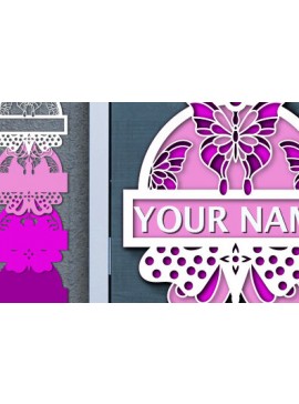 Intra απο ξύλο plywood 3mm-4mm πάχος Τρισδιάστατη πινακίδα ονόματος Butterfly Cut με λέιζερ Δίασταση 30x20 cm INTRAFABR-74254577