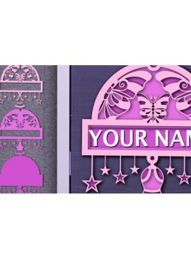 Intra απο ξύλο plywood 3mm-4mm πάχος Τρισδιάστατη πινακίδα ονόματος Butterfly Cut με λέιζερ Δίασταση 30x20 cm INTRAFABR-74254590