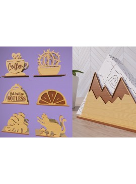 Σετ των 2 Intra απο ξύλο plywood 3mm-4mm πάχος Δέσμη κοπής με λέιζερ 3D θήκες χαρτοπετσετών Δίασταση 30x20 cm INTRAFABR-84588696