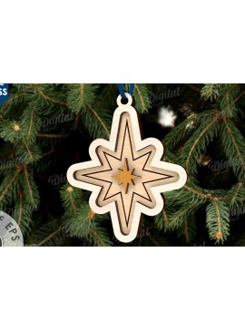 Σετ των 3 Intra απο ξύλο plywood 3mm-4mm πάχος Σχέδιο κοπής με λέιζερ τρισδιάστατο στολίδι της Γέννησης Δίασταση 8x8 cm INTRAFABR-110763404