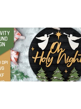 Σετ των 2 Intra απο ξύλο plywood 3mm-4mm πάχος Σχέδιο κοπής με λέιζερ τρισδιάστατο στρογγυλό σημάδι της Γέννησης Δίασταση 30x20 cm INTRAFABR-107030381