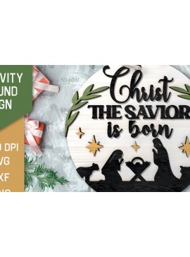 Σετ των 2 Intra απο ξύλο plywood 3mm-4mm πάχος Σχέδιο κοπής με λέιζερ τρισδιάστατο στρογγυλό σημάδι της Γέννησης Δίασταση 30x20 cm INTRAFABR-107030223