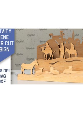 Intra απο ξύλο plywood 3mm-4mm πάχος Σχεδιασμός κοπής με λέιζερ 3D σκηνής της Γέννησης Δίασταση 30x20 cm INTRAFABR-107566254