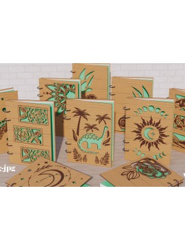 Σετ των 2 Intra απο ξύλο plywood 3mm-4mm πάχος Τρισδιάστατο κάλυμμα σημειωματάριου Δέσμη κοπής με λέιζερ Δίασταση 30x20 cm INTRAFABR-81905836