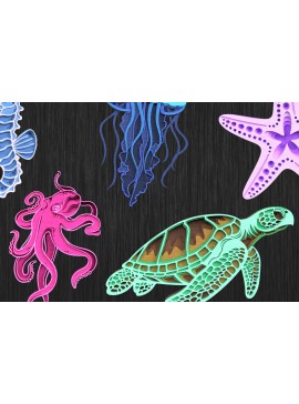 Intra απο ξύλο plywood 3mm-4mm πάχος λέιζερ 3D Ocean Animals Δίασταση 30x20 cm INTRAFABR-119867557