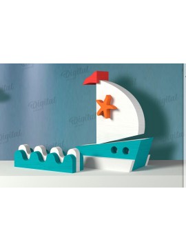 Σετ των 2 Intra απο ξύλο plywood 3mm-4mm πάχος 3D Ocean Shelf Sitter Δίασταση 30x20 cm INTRAFABR-121598276