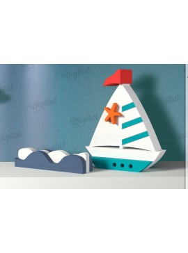 Intra απο ξύλο plywood 3mm-4mm πάχος 3D Ocean Shelf Sitter Δίασταση 30x20 cm INTRAFABR-121598320