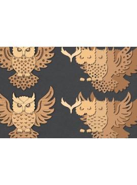 Σετ των 2 Intra απο ξύλο plywood 3mm-4mm πάχος Τρισδιάστατη κουκουβάγια με Δίασταση 15x15 cm INTRAFABR-125452244