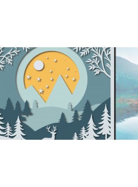 Σετ των 2 Intra απο ξύλο plywood 3mm-4mm πάχος 3D Paper Cut Forest Landscape Δίασταση 40x40 cm INTRAFABR-96409328