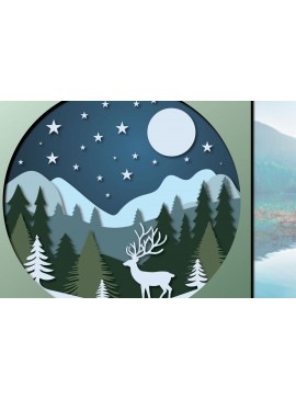 Intra απο ξύλο plywood 3mm-4mm πάχος 3D Paper Cut Forest Landscape Δίασταση 40x40 cm INTRAFABR-96370017