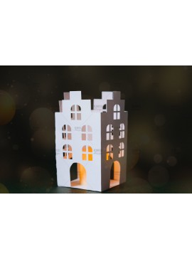 Σετ των 2 Intra απο ξύλο plywood 3mm-4mm πάχος Πρότυπο φαναριού τρισδιάστατου χάρτινου σπιτιού Δίασταση 30x30 cm INTRAFABR-121047523