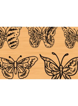 Σετ των 2 Intra απο ξύλο plywood 3mm-4mm πάχος 3D Papercut Butterfly Wildflower Δίασταση 30x20 cm INTRAFABR-30663402