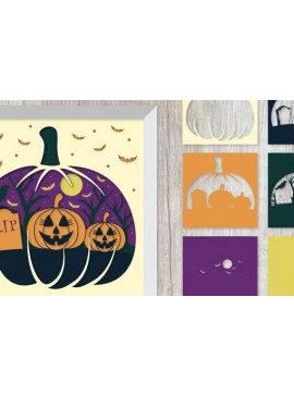 Intra απο ξύλο plywood 3mm-4mm πάχος 3D Papercut Halloween Pumpkin Layered Δίασταση 750x500 cm INTRAFABR-77376621