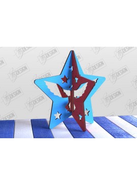 Σετ των 2 Intra απο ξύλο plywood 3mm-4mm πάχος 3D Patriotic Stand | Αμερικανικό σύμβολο Δίασταση 15x15 cm INTRAFABR-97751786