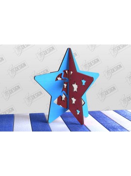Σετ των 2 Intra απο ξύλο plywood 3mm-4mm πάχος 3D Patriotic Stand | Αμερικανικό σύμβολο Δίασταση 15x15 cm INTRAFABR-97751751