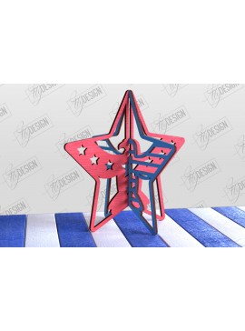 Σετ των 2 Intra απο ξύλο plywood 3mm-4mm πάχος 3D Patriotic Stand | Αμερικανικό σύμβολο Δίασταση 15x15 cm INTRAFABR-97751762