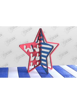 Σετ των 2 Intra απο ξύλο plywood 3mm-4mm πάχος 3D Patriotic Stand | Αμερικανικό σύμβολο Δίασταση 15x15 cm INTRAFABR-97751768