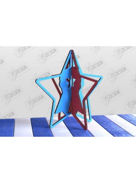 Σετ των 2 Intra απο ξύλο plywood 3mm-4mm πάχος 3D Patriotic Stand | Αμερικανικό σύμβολο Δίασταση 15x15 cm INTRAFABR-97751773