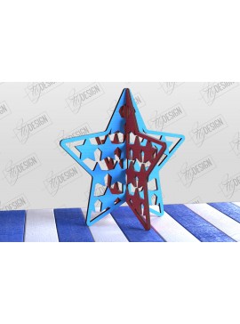 Σετ των 3 Intra απο ξύλο plywood 3mm-4mm πάχος 3D Patriotic Stand | Αμερικανικό σύμβολο Δίασταση 15x15 cm INTRAFABR-97751742