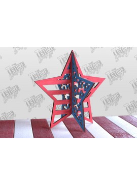 Σετ των 2 Intra απο ξύλο plywood 3mm-4mm πάχος 3D Patriotic Stars | Διακοσμητικά αστέρια Δίασταση 15x15 cm INTRAFABR-97756691