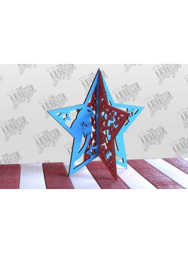 Σετ των 2 Intra απο ξύλο plywood 3mm-4mm πάχος 3D Patriotic Stars | Διακοσμητικά αστέρια Δίασταση 15x15 cm INTRAFABR-97756705