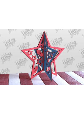 Σετ των 2 Intra απο ξύλο plywood 3mm-4mm πάχος 3D Patriotic Stars | Διακοσμητικά αστέρια Δίασταση 15x15 cm INTRAFABR-97756722