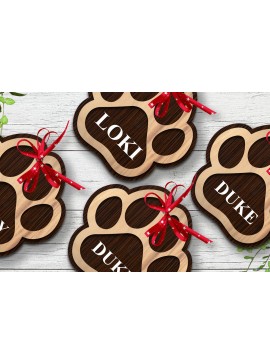 Σετ των 3 Intra απο ξύλο plywood 3mm-4mm πάχος Στολίδι 3D Paw Print Layered Δίασταση 8x8 cm INTRAFABR-26356536