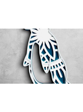 Σετ των 2 Intra απο ξύλο plywood 3mm-4mm πάχος 3D Penguin Mandala 4 Layer Δίασταση 30x30 cm INTRAFABR-101194748