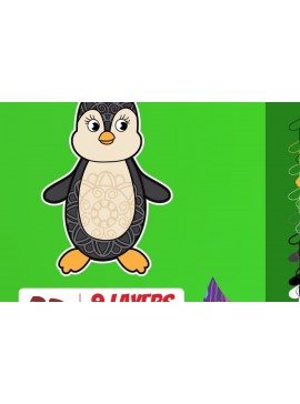 Σετ των 2 Intra απο ξύλο plywood 3mm-4mm πάχος 3D Penguin Cut Δίασταση 30x20 cm INTRAFABR-17649232