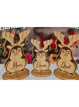 Σετ των 2 Intra απο ξύλο plywood 3mm-4mm πάχος 3D Personalized Christmas Stand  Δίασταση 15x15 cm INTRAFABR-79291051