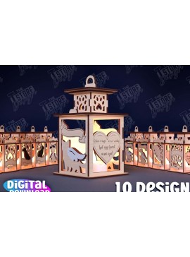 Σετ των 2 Intra απο ξύλο plywood 3mm-4mm πάχος Δέσμη κοπής με λέιζερ φαναριού 3D Pet Memorial Δίασταση 15x15 cm INTRAFABR-95351288