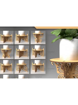 Σετ των 2 Intra απο ξύλο plywood 3mm-4mm πάχος κοπής με λέιζερ 3D Stand φυτών Δίασταση 30x20 cm INTRAFABR-85985744