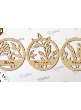 Σετ των 2 Intra απο ξύλο plywood 3mm-4mm πάχος 3D φυτά διακόσμηση τοίχου Σχεδιασμός κοπής με λέιζερ Δίασταση 30x20 cm INTRAFABR-111421901